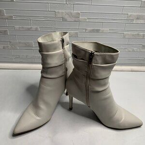 Marc Fisher Women's Off White Faux Leather Slouch Bootie W/Inside Zip Closure